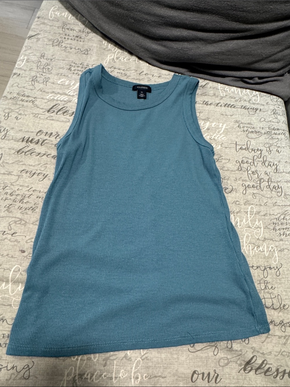Halogen Teal Ribbed Tank Top